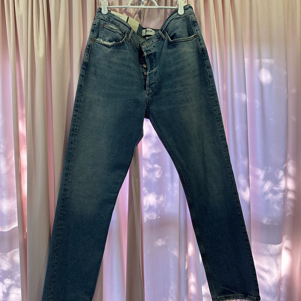 Agolde Riley Long High Rise Straight Jeans - Picture 2 of 4